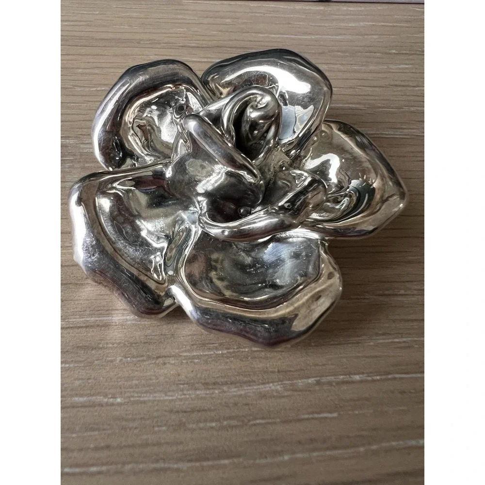 VTG Bat-Ami Sterling Silver Brooch Signed 925 Flower Rose Electroform Israel